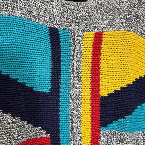 COUNTERPARTS Vintage Geometric Gray Sweater Ramie Cotton Top | size medium - Picture 2 of 6